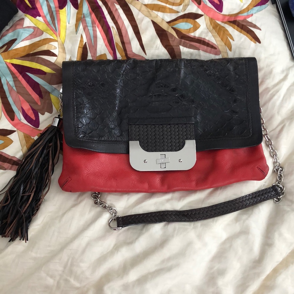 DVF Furstenberg Harper Python Red embossed bag